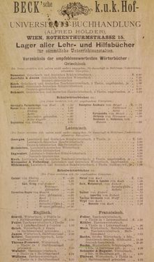 Image of the Page - Vorsatzblatt vorne - in Lateinisch-Deutsches und Deutsch-Lateinisches Schul-Wörterbuch - Lateinisch-Deutscher Theil