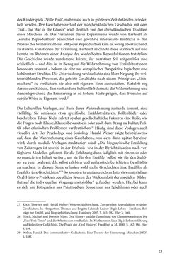 Image of the Page - 23 - in Erzählen vom Leben im 20. Jahrhundert - Erinnerungspraxis und Erzähltraditionen in lebensgeschichtlichen Interviews am Beispiel der Region Montafon/Vorarlberg