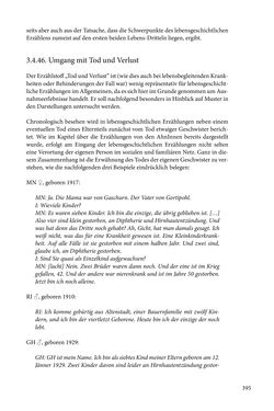 Image of the Page - 395 - in Erzählen vom Leben im 20. Jahrhundert - Erinnerungspraxis und Erzähltraditionen in lebensgeschichtlichen Interviews am Beispiel der Region Montafon/Vorarlberg