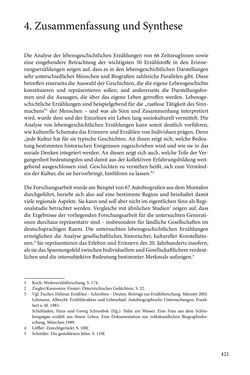 Image of the Page - 421 - in Erzählen vom Leben im 20. Jahrhundert - Erinnerungspraxis und Erzähltraditionen in lebensgeschichtlichen Interviews am Beispiel der Region Montafon/Vorarlberg