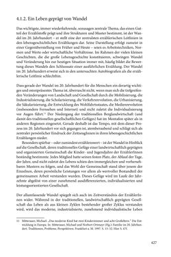 Image of the Page - 427 - in Erzählen vom Leben im 20. Jahrhundert - Erinnerungspraxis und Erzähltraditionen in lebensgeschichtlichen Interviews am Beispiel der Region Montafon/Vorarlberg