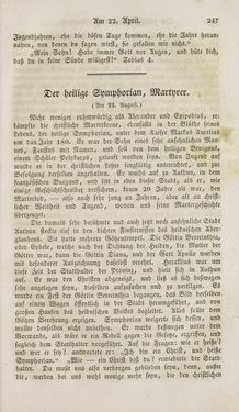 Image of the Page - 247 - in Legenden der Heiligen auf alle Tage des Jahres - Die Herrlichkeit der katholischen Kirche, dargestellt in den Lebensbeschriebungen der Heiligen Gottes, Volume 1