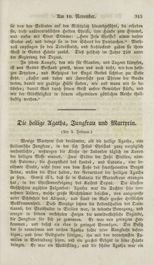 Bild der Seite - 315 - in Legenden der Heiligen auf alle Tage des Jahres - Die Herrlichkeit der katholischen Kirche, dargestellt in den Lebensbeschriebungen der Heiligen Gottes, Band 1