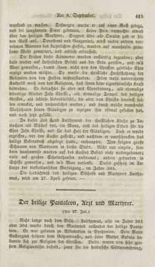 Image of the Page - 415 - in Legenden der Heiligen auf alle Tage des Jahres - Die Herrlichkeit der katholischen Kirche, dargestellt in den Lebensbeschriebungen der Heiligen Gottes, Volume 1