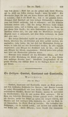 Image of the Page - 439 - in Legenden der Heiligen auf alle Tage des Jahres - Die Herrlichkeit der katholischen Kirche, dargestellt in den Lebensbeschriebungen der Heiligen Gottes, Volume 1