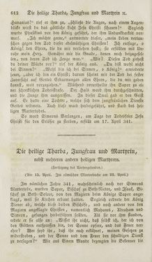 Image of the Page - 612 - in Legenden der Heiligen auf alle Tage des Jahres - Die Herrlichkeit der katholischen Kirche, dargestellt in den Lebensbeschriebungen der Heiligen Gottes, Volume 1