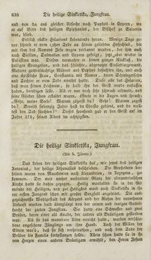 Image of the Page - 638 - in Legenden der Heiligen auf alle Tage des Jahres - Die Herrlichkeit der katholischen Kirche, dargestellt in den Lebensbeschriebungen der Heiligen Gottes, Volume 1