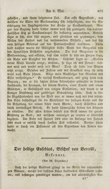 Bild der Seite - 675 - in Legenden der Heiligen auf alle Tage des Jahres - Die Herrlichkeit der katholischen Kirche, dargestellt in den Lebensbeschriebungen der Heiligen Gottes, Band 1