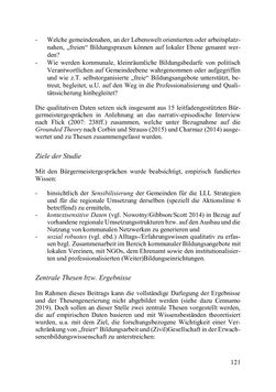 Image of the Page - 121 - in Lernprozesse über die Lebensspanne - Bildung erforschen, gestalten und nachhaltig fördern