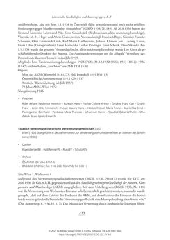 Image of the Page - 233 - in Literarisches System in Österreich 1933/1938–1945 - Zensur und Förderung – Literarische Vereine – Anthologien