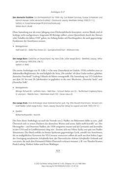 Image of the Page - 323 - in Literarisches System in Österreich 1933/1938–1945 - Zensur und Förderung – Literarische Vereine – Anthologien