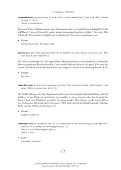 Image of the Page - 374 - in Literarisches System in Österreich 1933/1938–1945 - Zensur und Förderung – Literarische Vereine – Anthologien
