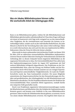 Bild der Seite - 71 - in Menschen im Aufbruch - Universitätsbibliothek und Archiv der Universität Wien im Selbstverständnis ihrer Mitarbeiter_innen
