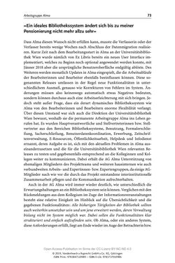Bild der Seite - 73 - in Menschen im Aufbruch - Universitätsbibliothek und Archiv der Universität Wien im Selbstverständnis ihrer Mitarbeiter_innen