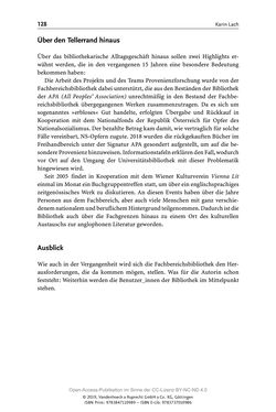 Bild der Seite - 128 - in Menschen im Aufbruch - Universitätsbibliothek und Archiv der Universität Wien im Selbstverständnis ihrer Mitarbeiter_innen