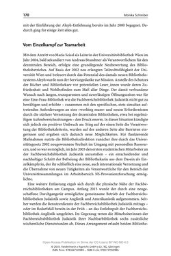 Image of the Page - 170 - in Menschen im Aufbruch - Universitätsbibliothek und Archiv der Universität Wien im Selbstverständnis ihrer Mitarbeiter_innen