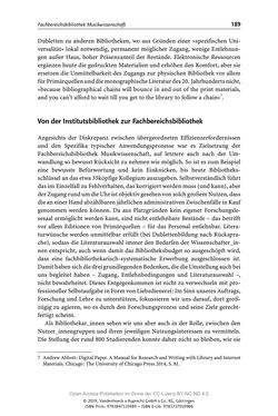 Bild der Seite - 189 - in Menschen im Aufbruch - Universitätsbibliothek und Archiv der Universität Wien im Selbstverständnis ihrer Mitarbeiter_innen