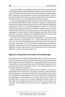 Bild der Seite - 196 - in Menschen im Aufbruch - Universitätsbibliothek und Archiv der Universität Wien im Selbstverständnis ihrer Mitarbeiter_innen