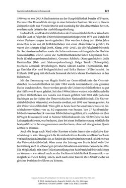 Bild der Seite - 221 - in Menschen im Aufbruch - Universitätsbibliothek und Archiv der Universität Wien im Selbstverständnis ihrer Mitarbeiter_innen