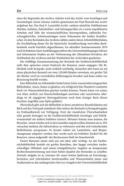 Bild der Seite - 224 - in Menschen im Aufbruch - Universitätsbibliothek und Archiv der Universität Wien im Selbstverständnis ihrer Mitarbeiter_innen