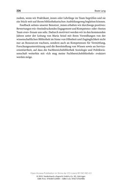 Bild der Seite - 226 - in Menschen im Aufbruch - Universitätsbibliothek und Archiv der Universität Wien im Selbstverständnis ihrer Mitarbeiter_innen