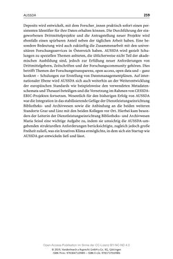 Image of the Page - 259 - in Menschen im Aufbruch - Universitätsbibliothek und Archiv der Universität Wien im Selbstverständnis ihrer Mitarbeiter_innen