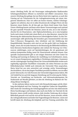 Bild der Seite - 274 - in Menschen im Aufbruch - Universitätsbibliothek und Archiv der Universität Wien im Selbstverständnis ihrer Mitarbeiter_innen