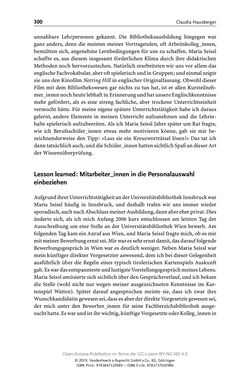 Bild der Seite - 300 - in Menschen im Aufbruch - Universitätsbibliothek und Archiv der Universität Wien im Selbstverständnis ihrer Mitarbeiter_innen