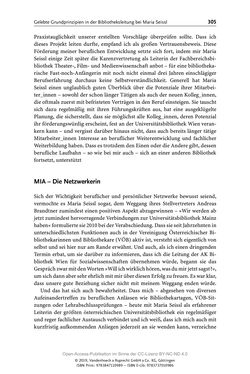 Bild der Seite - 305 - in Menschen im Aufbruch - Universitätsbibliothek und Archiv der Universität Wien im Selbstverständnis ihrer Mitarbeiter_innen