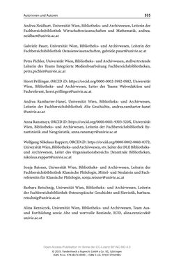 Image of the Page - 335 - in Menschen im Aufbruch - Universitätsbibliothek und Archiv der Universität Wien im Selbstverständnis ihrer Mitarbeiter_innen