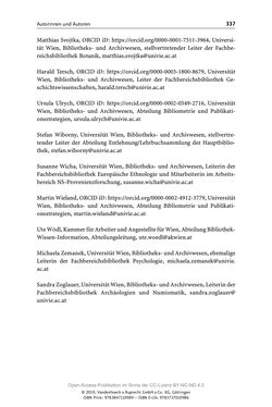 Bild der Seite - 337 - in Menschen im Aufbruch - Universitätsbibliothek und Archiv der Universität Wien im Selbstverständnis ihrer Mitarbeiter_innen