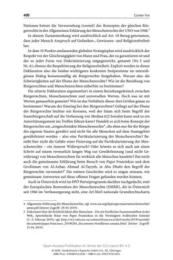 Image of the Page - 400 - in Menschenrechte und Gerechtigkeit als bleibende Aufgaben - Beiträge aus Religion, Theologie, Ethik, Recht und Wirtschaft