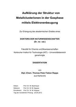 Image of the Page - (000007) - in Aufklärung der Struktur von Metallclusterionen in der Gasphase mittels Elektronenbeugung