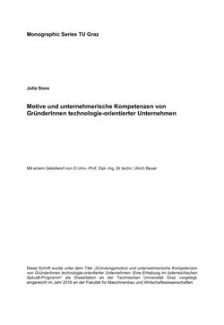 Image of the Page - (000003) - in Motive und unternehmerische Kompetenzen von GründerInnen technologie-orientierter Unternehmen