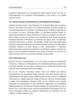 Bild der Seite - 143 - in Motive und unternehmerische Kompetenzen von GründerInnen technologie-orientierter Unternehmen