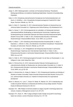 Image of the Page - 215 - in Motive und unternehmerische Kompetenzen von GründerInnen technologie-orientierter Unternehmen