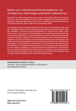 Image of the Page - Einband hinten - in Motive und unternehmerische Kompetenzen von GründerInnen technologie-orientierter Unternehmen
