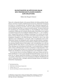 Image of the Page - 15 - in Musiktheater im höfischen Raum des frühneuzeitlichen Europa - Hof – Oper – Architektur