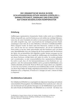 Bild der Seite - 423 - in Musiktheater im höfischen Raum des frühneuzeitlichen Europa - Hof – Oper – Architektur