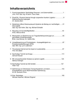 Image of the Page - XI - in Nachhaltige Logistik - Logistik Werkstatt Graz