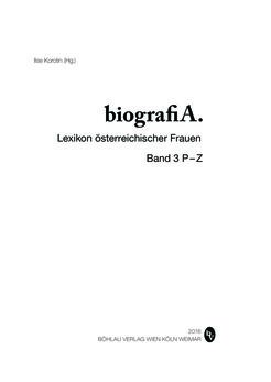 Image of the Page - (000001) - in biografiA. - Lexikon österreichischer Frauen, Volume 3, P – Z