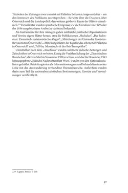 Bild der Seite - 87 - in Land der Verheißung – Ort der Zuflucht - Jüdische Emigration und nationalsozialistische Vertreibung aus Österreich nach Palästina 1920 bis 1945