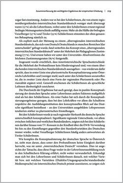 Bild der Seite - 219 - in Österreichisches Deutsch macht Schule - Bildung und Deutschunterricht im Spannungsfeld von sprachlicher Variation und Norm