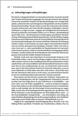 Bild der Seite - 228 - in Österreichisches Deutsch macht Schule - Bildung und Deutschunterricht im Spannungsfeld von sprachlicher Variation und Norm