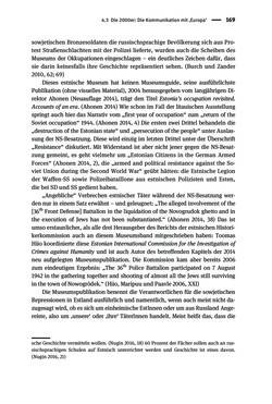 Image of the Page - 169 - in Der Zweite Weltkrieg in postsozialistischen Gedenkmuseen - Geschichtspolitik zwischen der ‚Anrufung Europas‘ und dem Fokus auf ‚unser‘ Leid