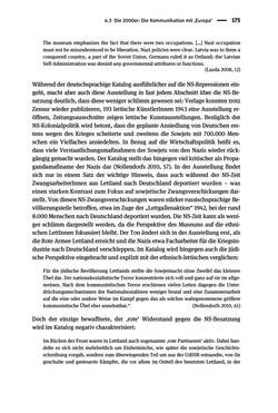 Image of the Page - 175 - in Der Zweite Weltkrieg in postsozialistischen Gedenkmuseen - Geschichtspolitik zwischen der ‚Anrufung Europas‘ und dem Fokus auf ‚unser‘ Leid