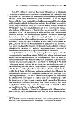 Image of the Page - 251 - in Der Zweite Weltkrieg in postsozialistischen Gedenkmuseen - Geschichtspolitik zwischen der ‚Anrufung Europas‘ und dem Fokus auf ‚unser‘ Leid