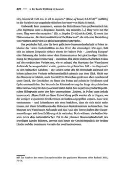 Image of the Page - 270 - in Der Zweite Weltkrieg in postsozialistischen Gedenkmuseen - Geschichtspolitik zwischen der ‚Anrufung Europas‘ und dem Fokus auf ‚unser‘ Leid