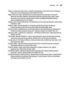 Image of the Page - 317 - in Der Zweite Weltkrieg in postsozialistischen Gedenkmuseen - Geschichtspolitik zwischen der ‚Anrufung Europas‘ und dem Fokus auf ‚unser‘ Leid