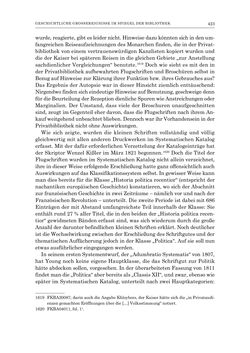 Bild der Seite - 423 - in Die Privatbibliothek Kaiser Franz’ I. von Österreich 1784-1835 - Bibliotheks- und Kulturgeschichte einer fürstlichen Sammlung zwischen Aufklärung und Vormärz